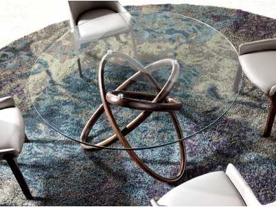Round dining table with solid wood base - CESARE REDONDA Round dining table with solid wood base - CESARE REDONDA