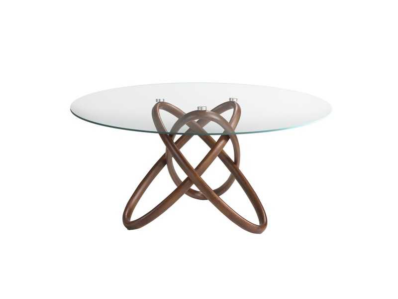 Round dining table with solid wood base - CESARE REDONDA