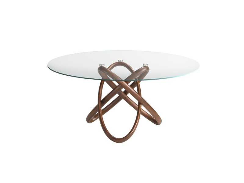 Mesa de comedor redonda con base en madera maciza - CESARE REDONDA