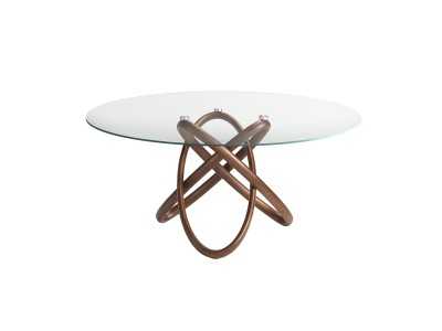 Round dining table with solid wood base - CESARE REDONDA Round dining table with solid wood base - CESARE REDONDA