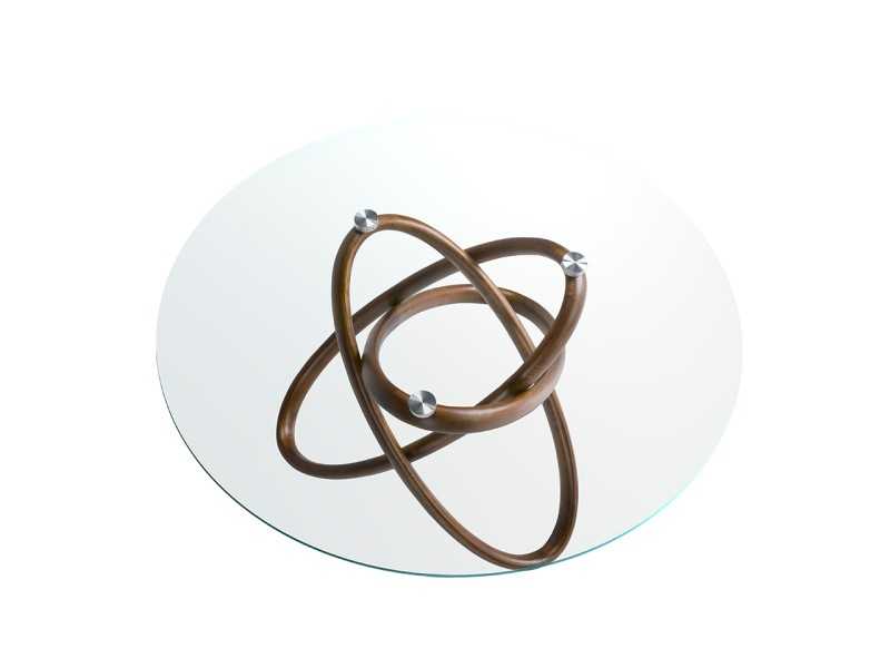 Mesa de comedor redonda con base en madera maciza - CESARE REDONDA