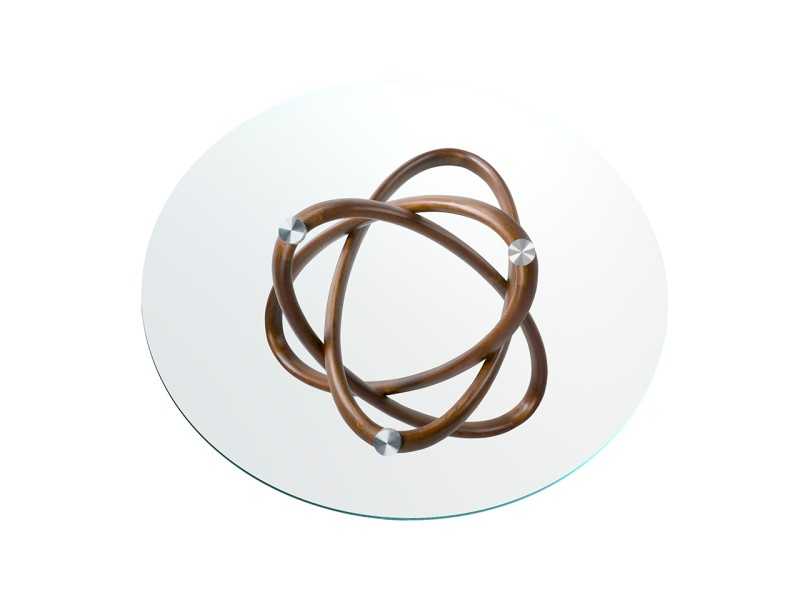 Mesa de comedor redonda con base en madera maciza - CESARE REDONDA