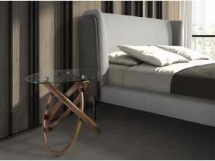 Mesa auxiliar redonda con base en madera maciza - CESARE