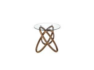 Mesa auxiliar redonda con base en madera maciza - CESARE 2