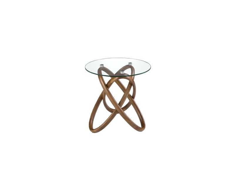 Mesa auxiliar redonda con base en madera maciza - CESARE