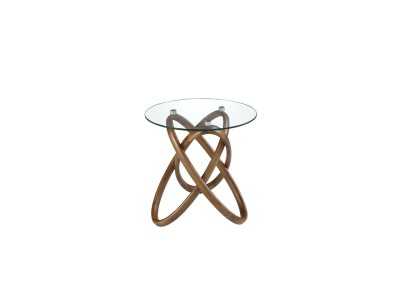 Mesa auxiliar redonda con base en madera maciza - CESARE