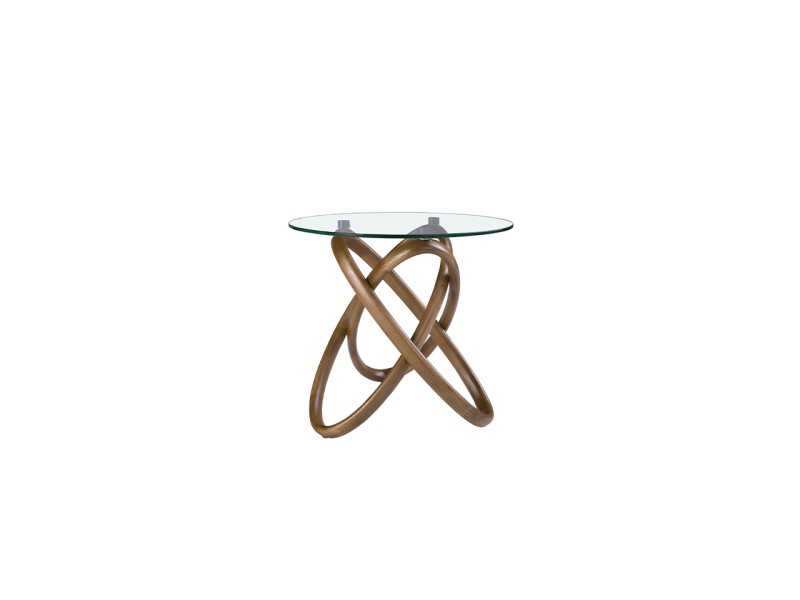 Mesa auxiliar redonda con base en madera maciza - CESARE