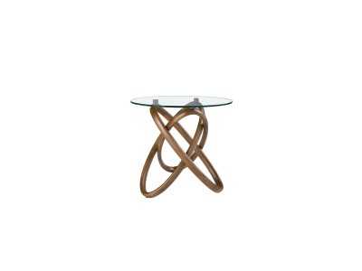 Mesa auxiliar redonda con base en madera maciza - CESARE