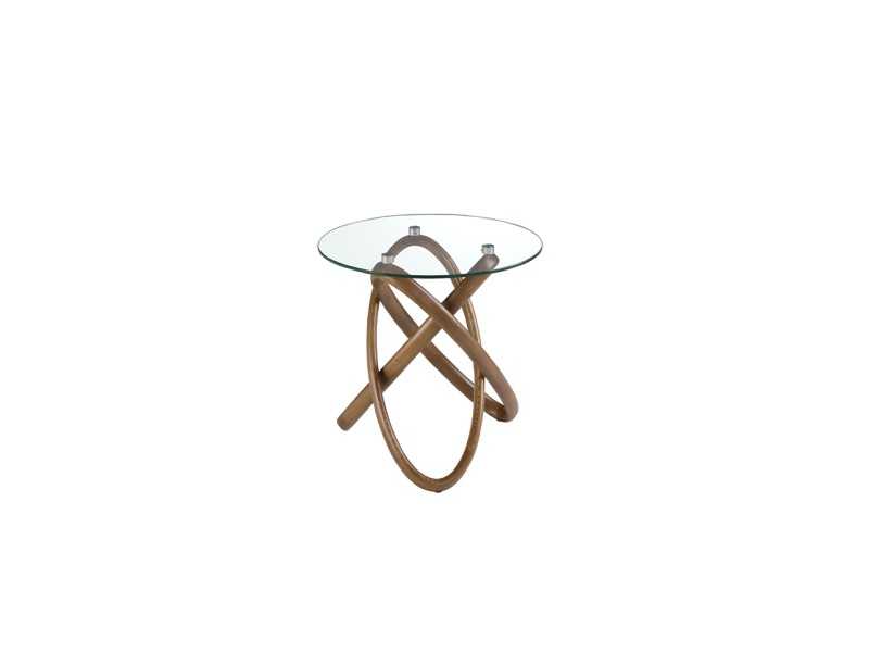 Round side table with solid wood base - CESARE