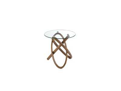 Round side table with solid wood base - CESARE Round side table with solid wood base - CESARE