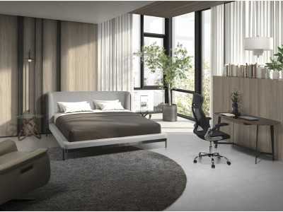 Complete upholstered bed with stainless steel bases - CESARE