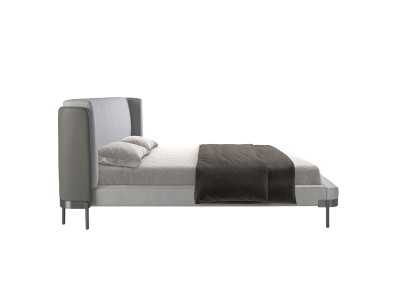 Complete upholstered bed with stainless steel bases - CESARE