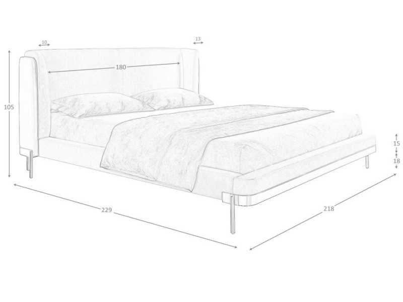 Complete upholstered bed with stainless steel bases - CESARE
