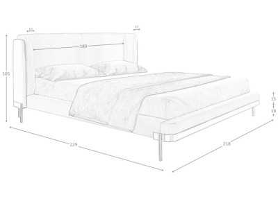 Complete upholstered bed with stainless steel bases - CESARE