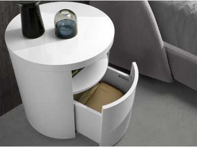 Round lacquered bedside table -RODO BLANCO