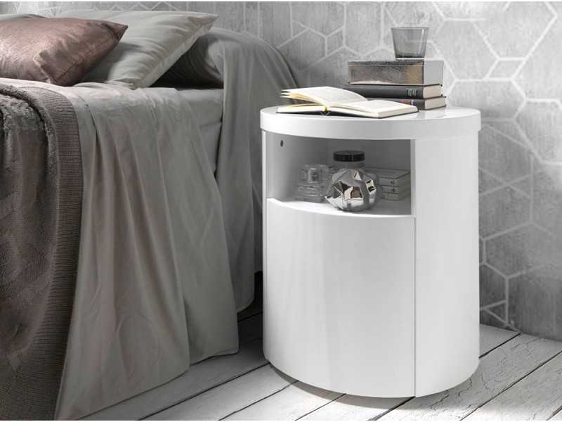 Round lacquered bedside table -RODO BLANCO