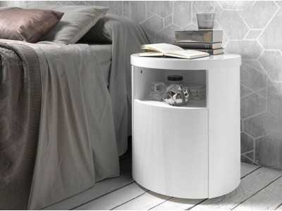 Round lacquered bedside table -RODO BLANCO