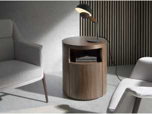 Round walnut bedside table - RODO NOGAL