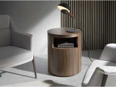 Round walnut bedside table - RODO NOGAL Round walnut bedside table - RODO NOGAL