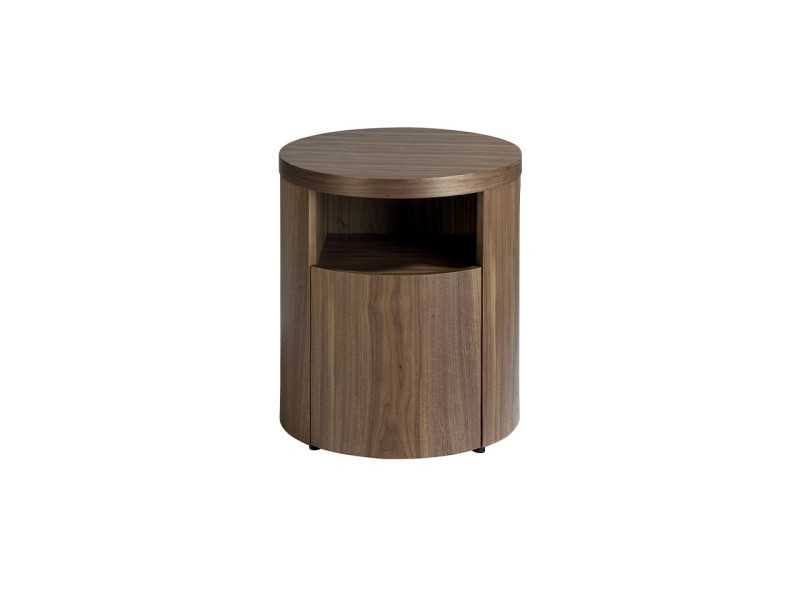 Round walnut bedside table - RODO NOGAL