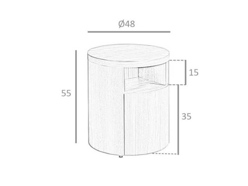Mesita de noche redonda en nogal - RODO NOGAL