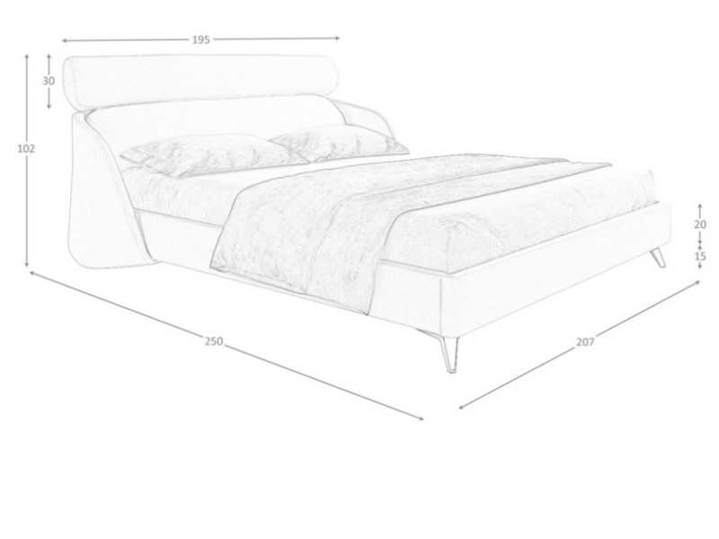 Lit design complet tapissé avec pieds en acier - RODÓ