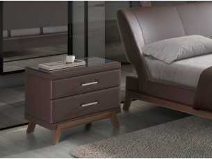 Upholstered bedside table with walnut wood base - FLOWN 2