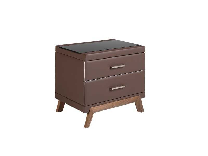 Upholstered bedside table with walnut wood base - FLOWN