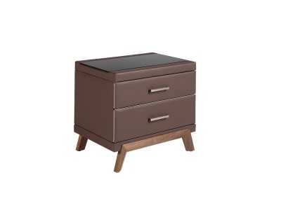Upholstered bedside table with walnut wood base - FLOWN