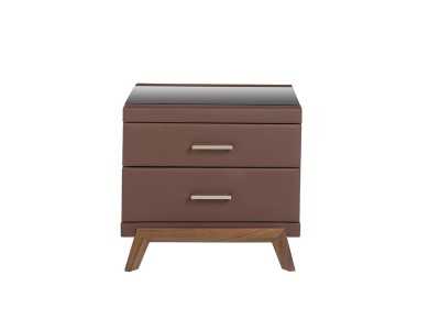 Upholstered bedside table with walnut wood base - FLOWN