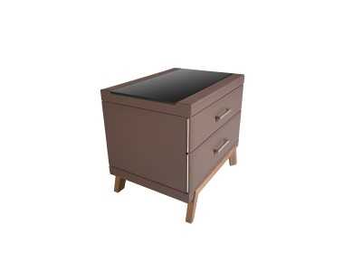 Upholstered bedside table with walnut wood base - FLOWN