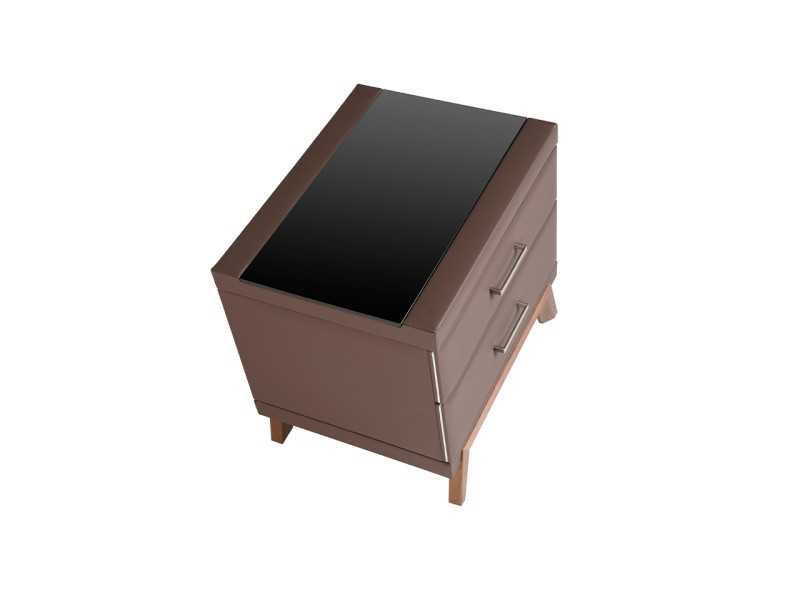 Upholstered bedside table with walnut wood base - FLOWN