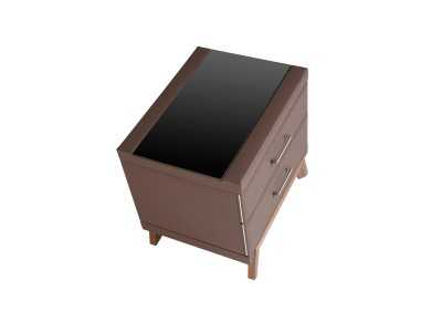 Upholstered bedside table with walnut wood base - FLOWN