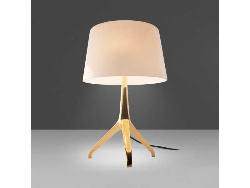 Table lamp in gold steel and white glass - LEVY
