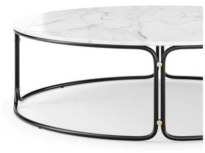 Round coffee table in gold steel and Carrara marble top - GUADUA Round coffee table in gold steel and Carrara marble top - GUADUA