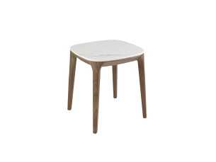 Table d'angle en noyer avec plateau en marbre porcelaine - BOTTE