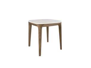 Table d'angle en noyer avec plateau en marbre porcelaine - BOTTE 2