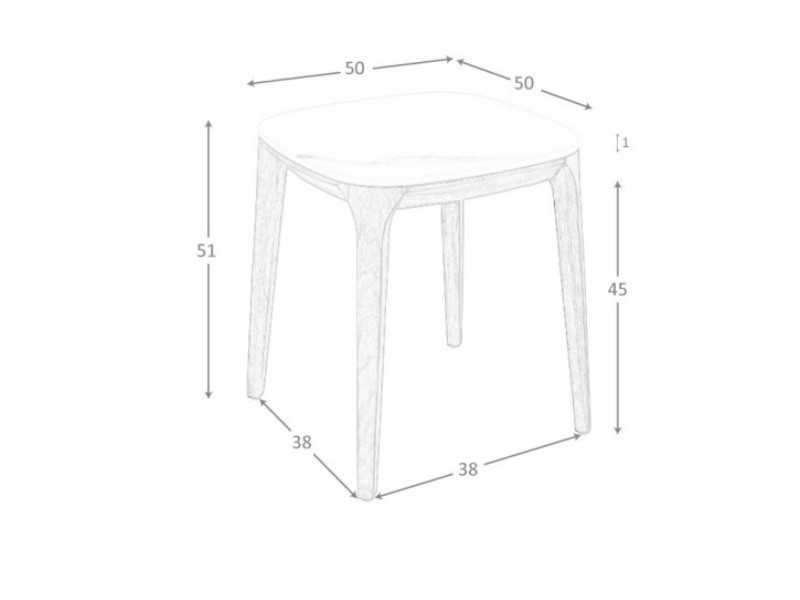 Corner table in walnut with porcelain marble top - BOTTE