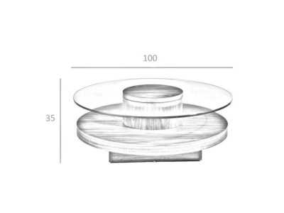 Round walnut coffee table with tempered glass top - RUNDA