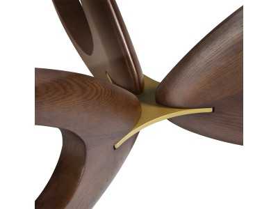 Table basse ronde en bois massif et plateau en verre trempé - AILES