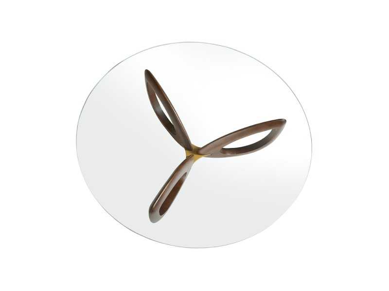 Table basse ronde en bois massif et plateau en verre trempé - AILES