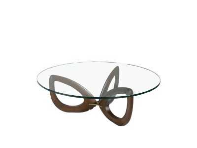 Round solid wood coffee table with tempered glass top - AILES Round solid wood coffee table with tempered glass top - AILES