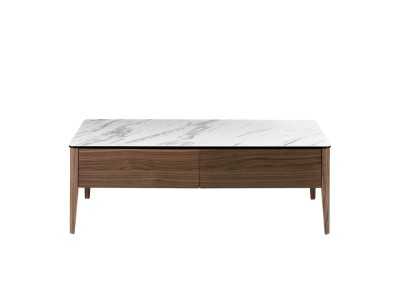 Mesa de centro en nogal con tapa de mármol porcelánico - LILIANNE