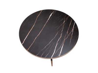 Round coffee table with porcelain marble top and stainless steel legs - RIGA Round coffee table with porcelain marble top and stainless steel legs - RIGA
