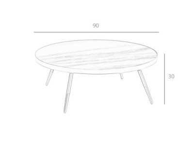 Mesa de centro redonda con tapa en mármol porcelánico y patas en acero inox - RIGA