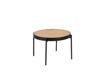 Round coffee table with rattan top - LINA