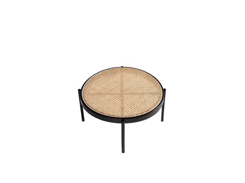 Round coffee table with rattan top - LINA
