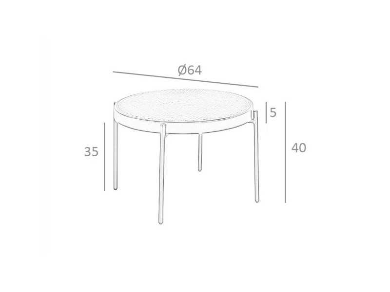 Round coffee table with rattan top - LINA