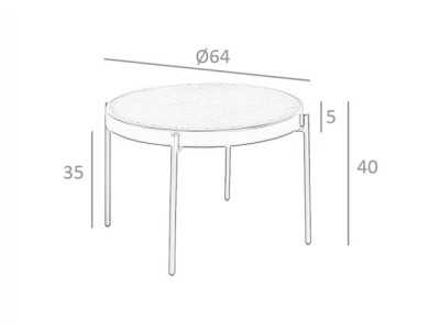 Round coffee table with rattan top - LINA