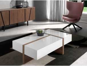 Walnut and lacquered coffee table with drawers - LOLA